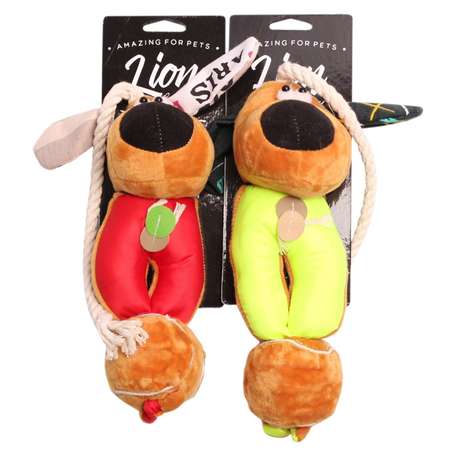 Игрушка для собак LIONMANUFACTORY Собака с веревкой и тенисным мячиком в ассортименте LMG-D0059-B