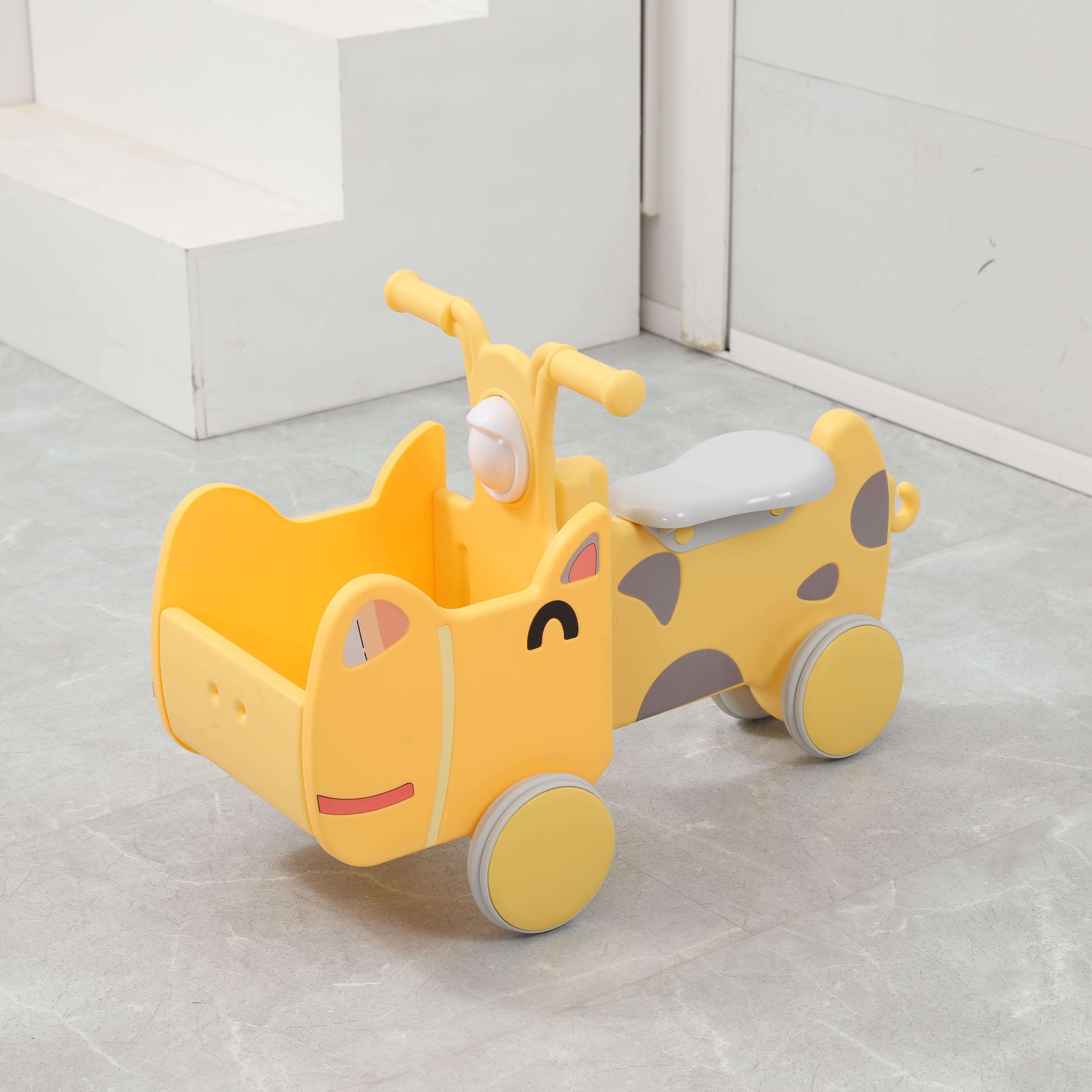 Машинка-каталка с корзиной UNIX Kids Hippo Yellow с ручками для дома и  улицы беговел от 1 года до 40 кг желтый купить по цене 4490 ₽ в  интернет-магазине Детский мир