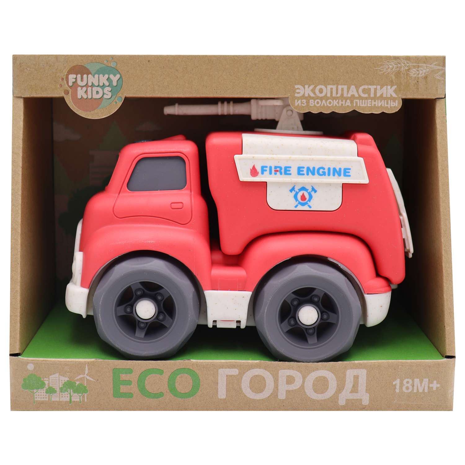 Игрушка Funky Toys Эко-машинка пожарная Красная 18см FT0278082 - фото 2