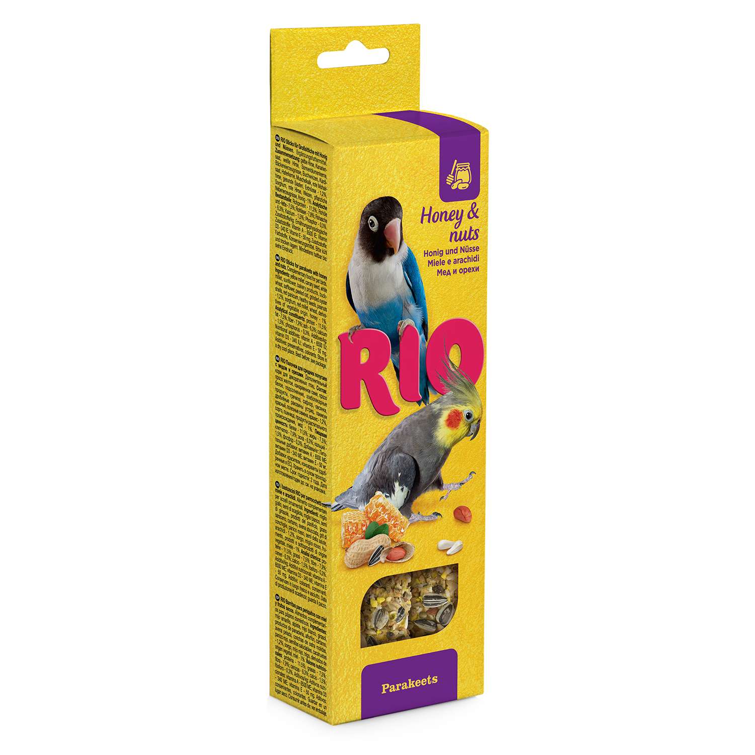Лакомство для попугаев RIO средних Палочки с медом и орехами 2шт*75г - фото 1