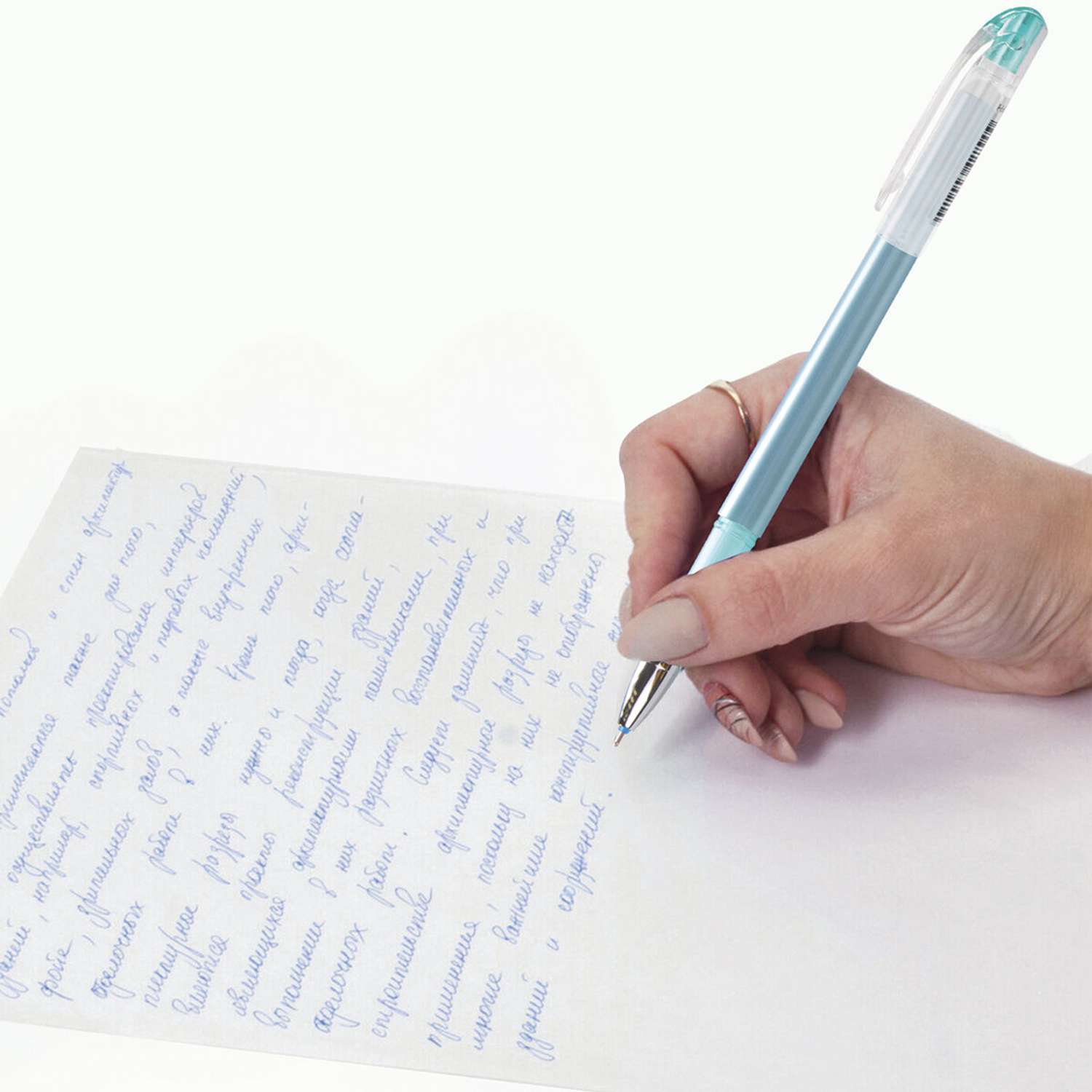 Ручки гелевые Staff пиши-стирай College синие 12 штук - фото 4