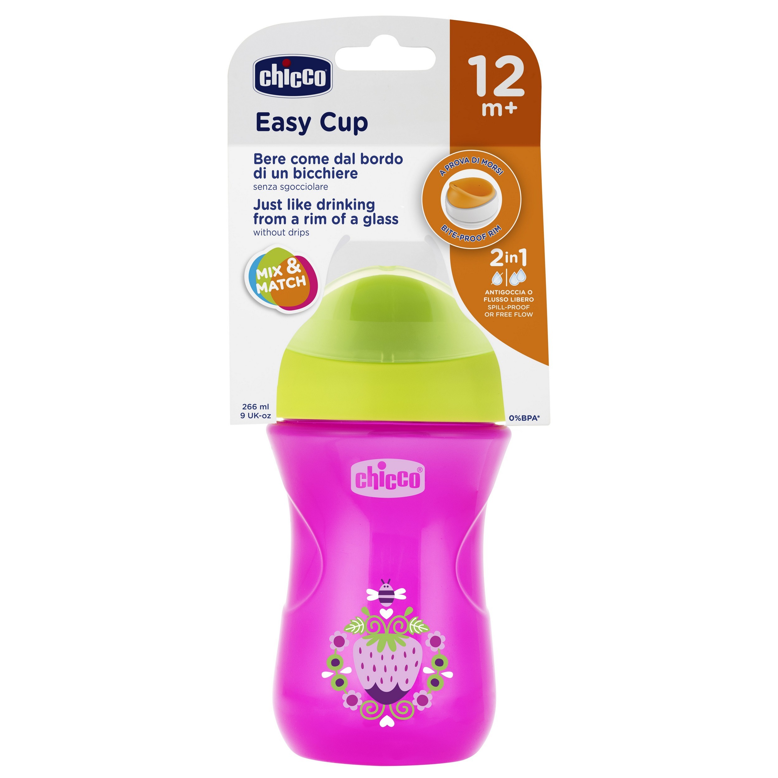 Чашка-поильник Chicco Easy Cup 266 мл с 12 месяцев Розовый Клубничка - фото 8