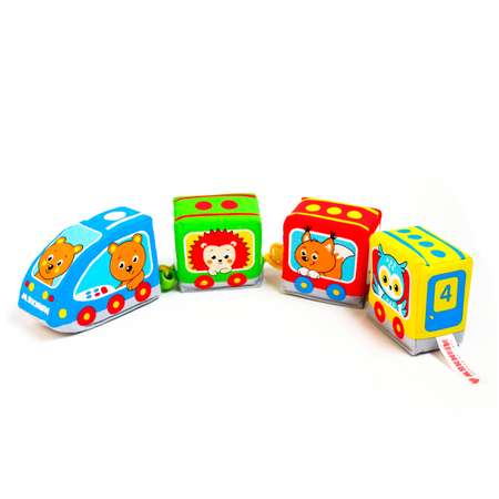 Игрушка BABY CO.LTD мягкие кубики паровозик Лесные зверята