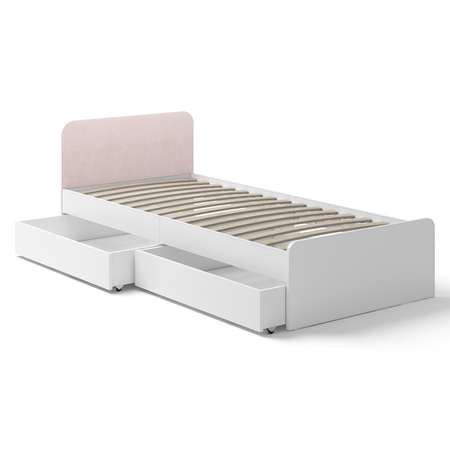 Кровать ROMACK Хедвиг с ортопедическим основанием и выкатными ящиками розовый велюр 200х90 см