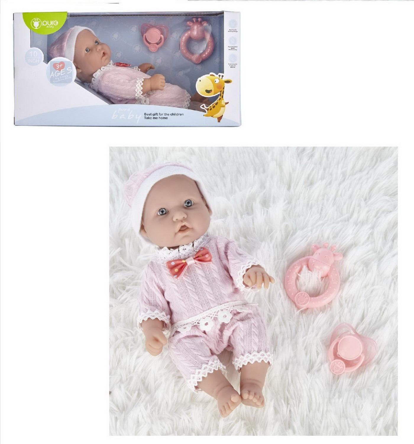 Кукла-пупс Junfa Pure Baby 25см в розовых кофточке шортиках шапочке с аксессуарами WJ-B9962 - фото 2