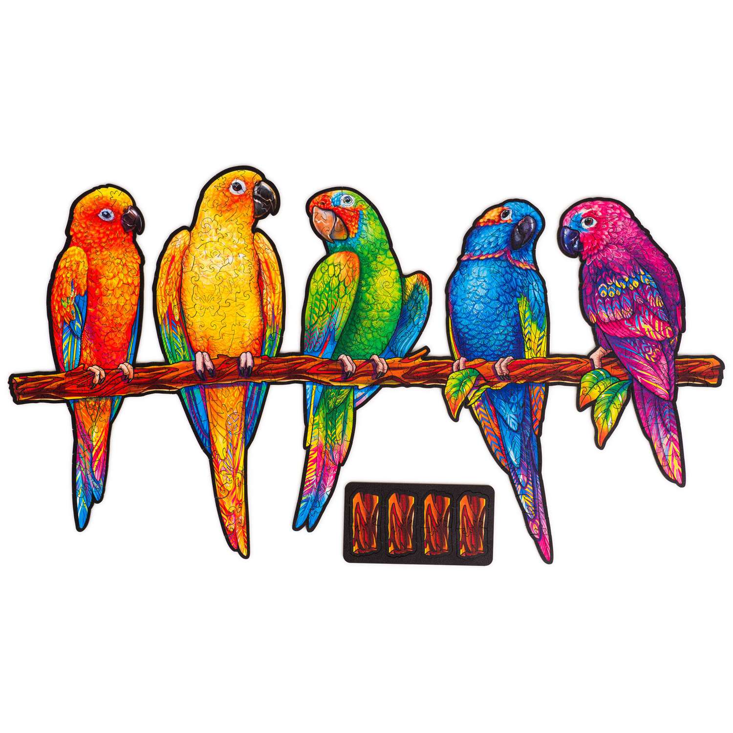 Пазл деревянный UNIDRAGON Игривые попугаи размер 49x27 см 291 деталь - фото 12