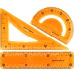 Набор линеек Darvish геометрических школьных пластиковых мягких 3 шт оранжевый