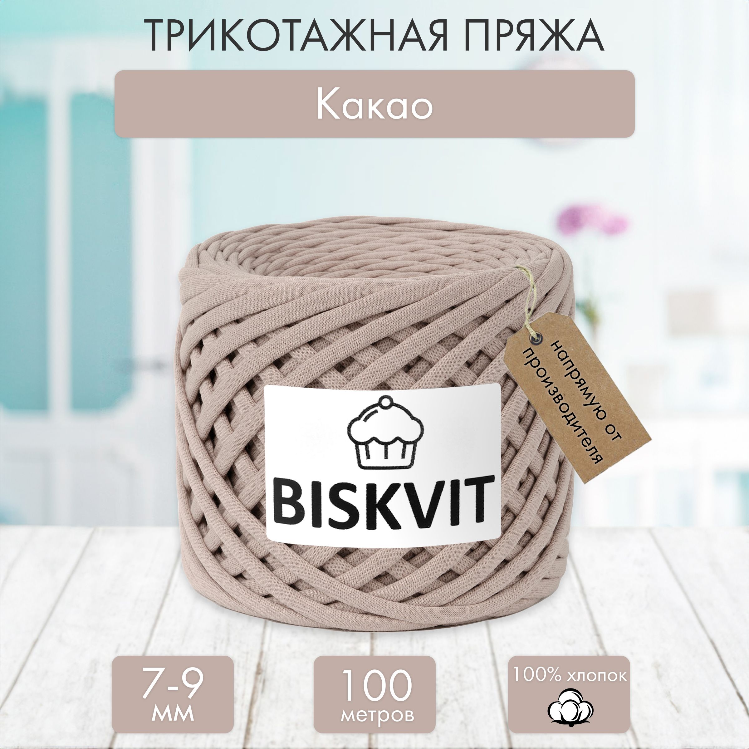 Трикотажная пряжа BISKVIT Какао - фото 1