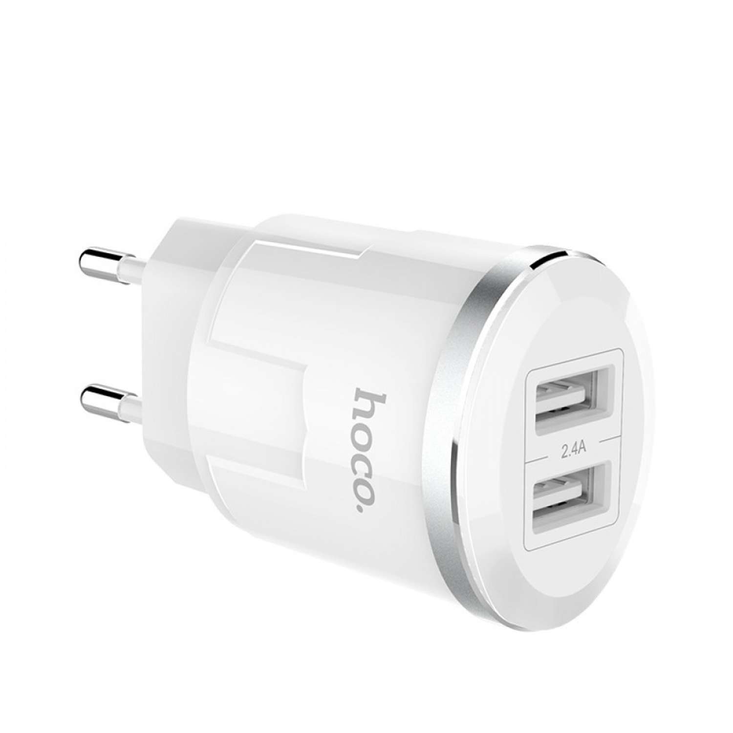 Сетевое зарядное устройство HOCO СЗУ 2-USB /2.4A/ 12W FAST белый - фото 1