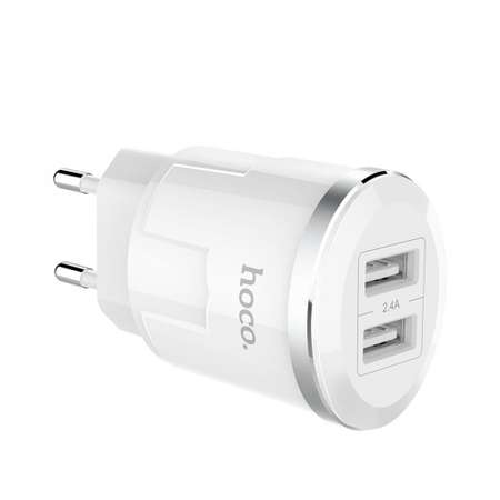 Сетевое зарядное устройство hoco СЗУ 2-USB /2.4A/ 12W FAST белый