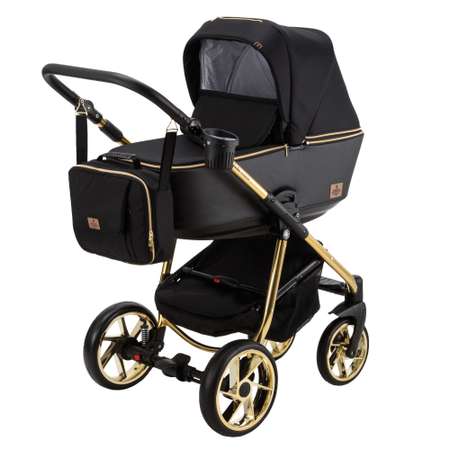 Коляска 3в1 BeBe-mobile Gusto SE GU205 Черный-Черная перфорированная кожа-золотая рама