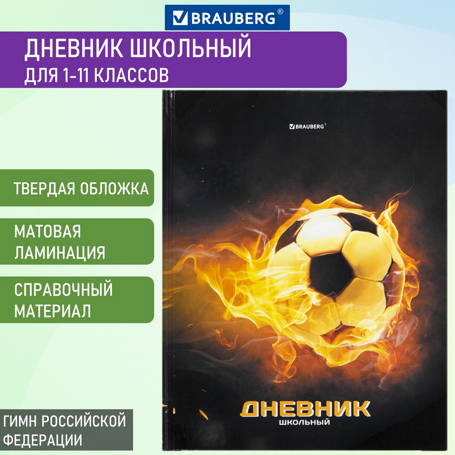 Дневник школьный Brauberg для 1-11 классов для мальчика 48 листов - фото 1