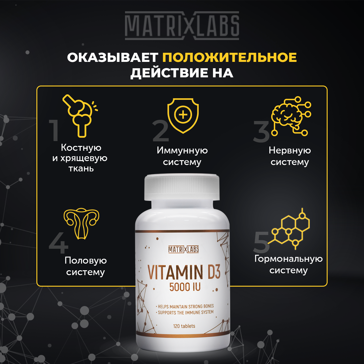 Витамин Д3 5000 Ме 120 таблеток Matrix Labs Витамин Д3 5000 Ме 120 таблеток Matrix Labs D3 - фото 3