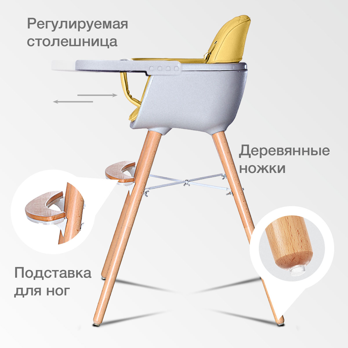 Стульчик для кормления BQ BCH006 Cream - фото 2