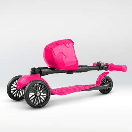Самокат Дерзкий ХИТ 1-5 лет BABY Старт с корзинкой бесшумное шасси Super-CHASSIS трехколесный розовый