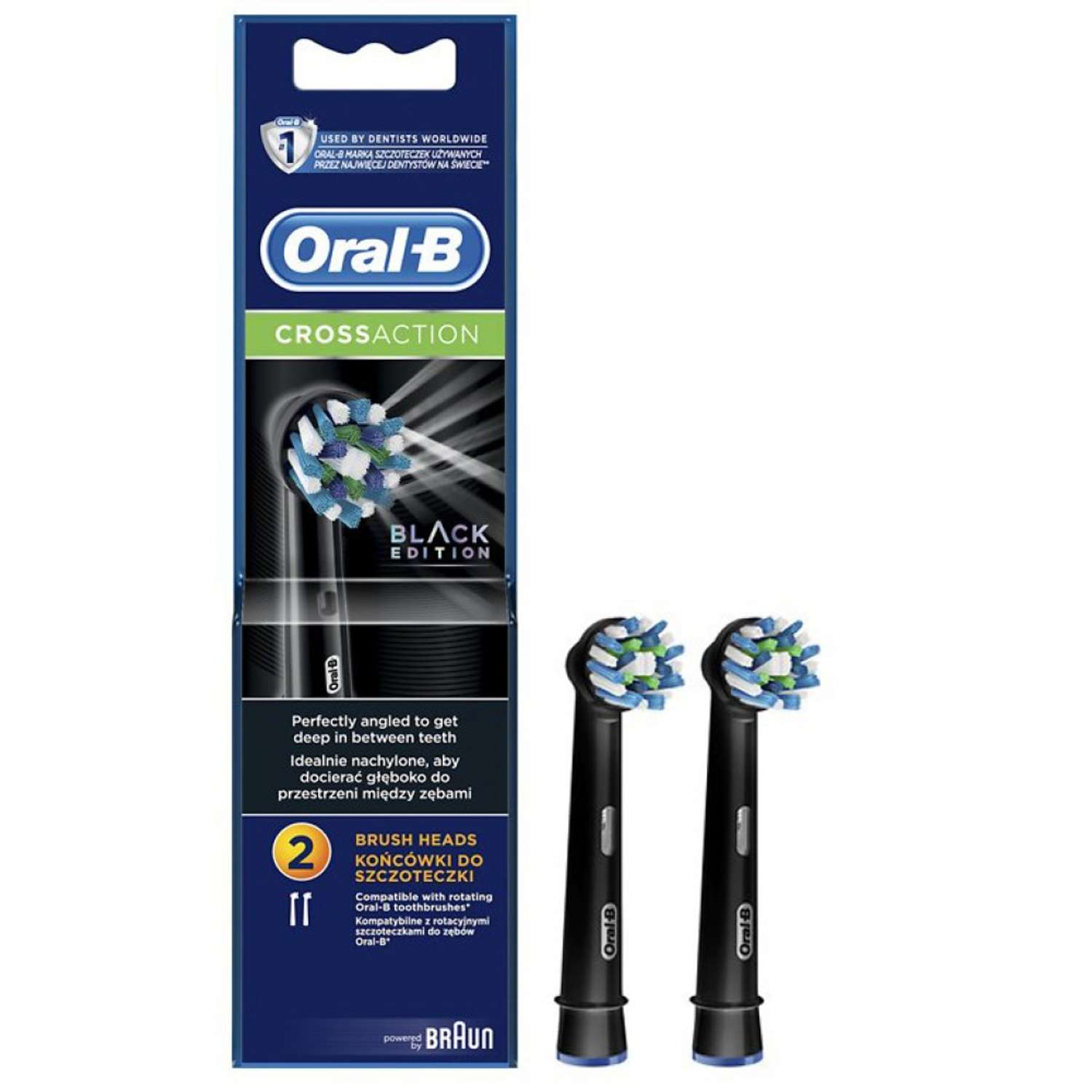 Насадки для зубных щеток ORAL-B Cross Action Black 2 шт - фото 1