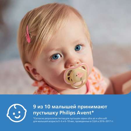 Пустышка Philips Avent Ultra air с футляром 0-6месяцев 2шт SCF085/13