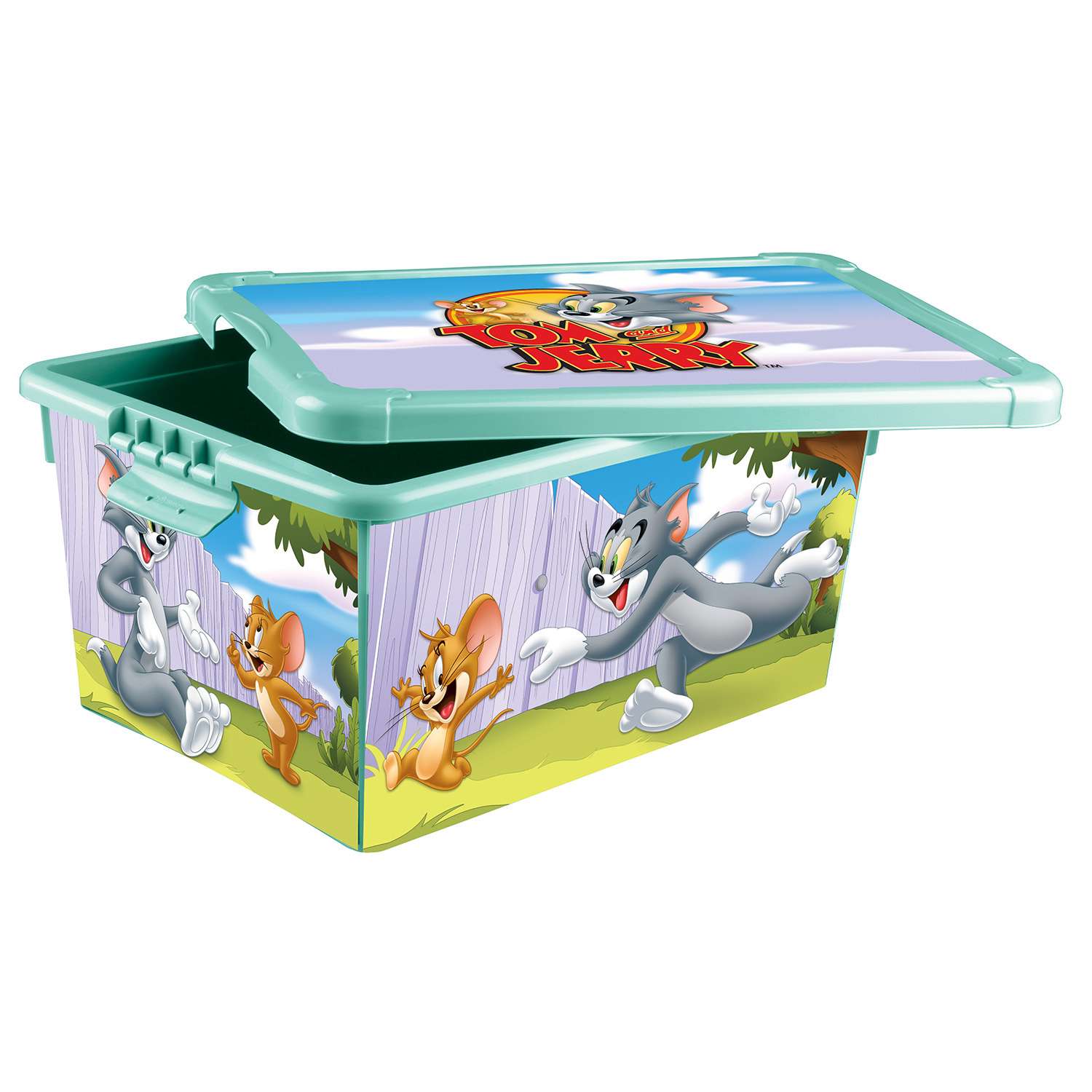 Ящик Пластишка Tom and Jerry универсальный с аппликацией Бирюзовый - фото 3