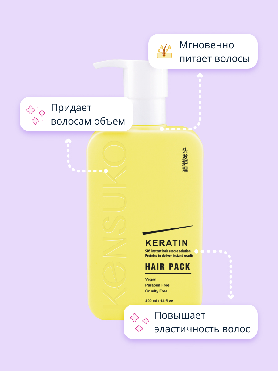 Маска для волос KENSUKO Keratin 400 мл - фото 3