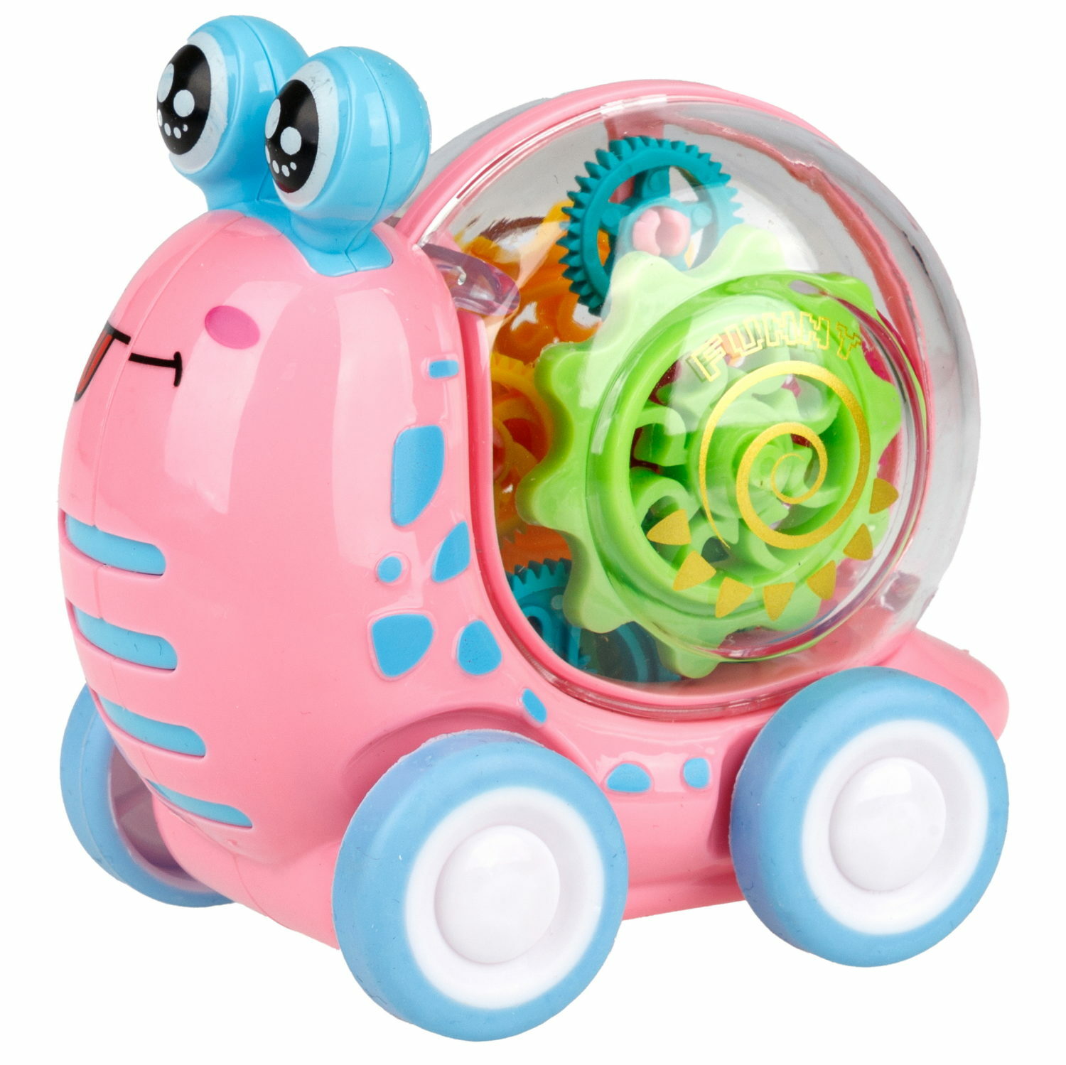 Интерактивная игрушка 1TOY Улитка прозрачная с световыми эффектами розовый - фото 1
