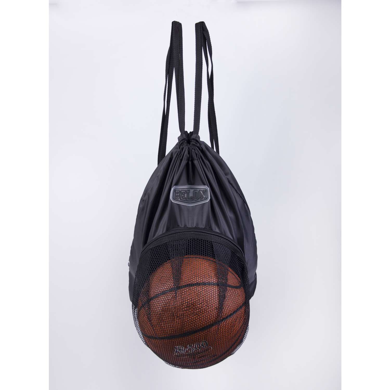 Мешок для сменных вещей Belon familia с карманом сеткой для мяча/ черный ССМ-001-Ч - фото 1