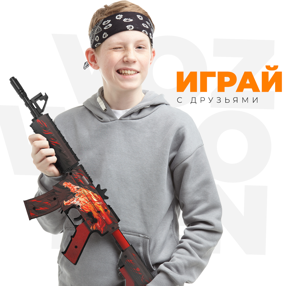 Игрушечный автомат VozWooden М4А4 Вой CS GO резинкострел деревянный - фото 6