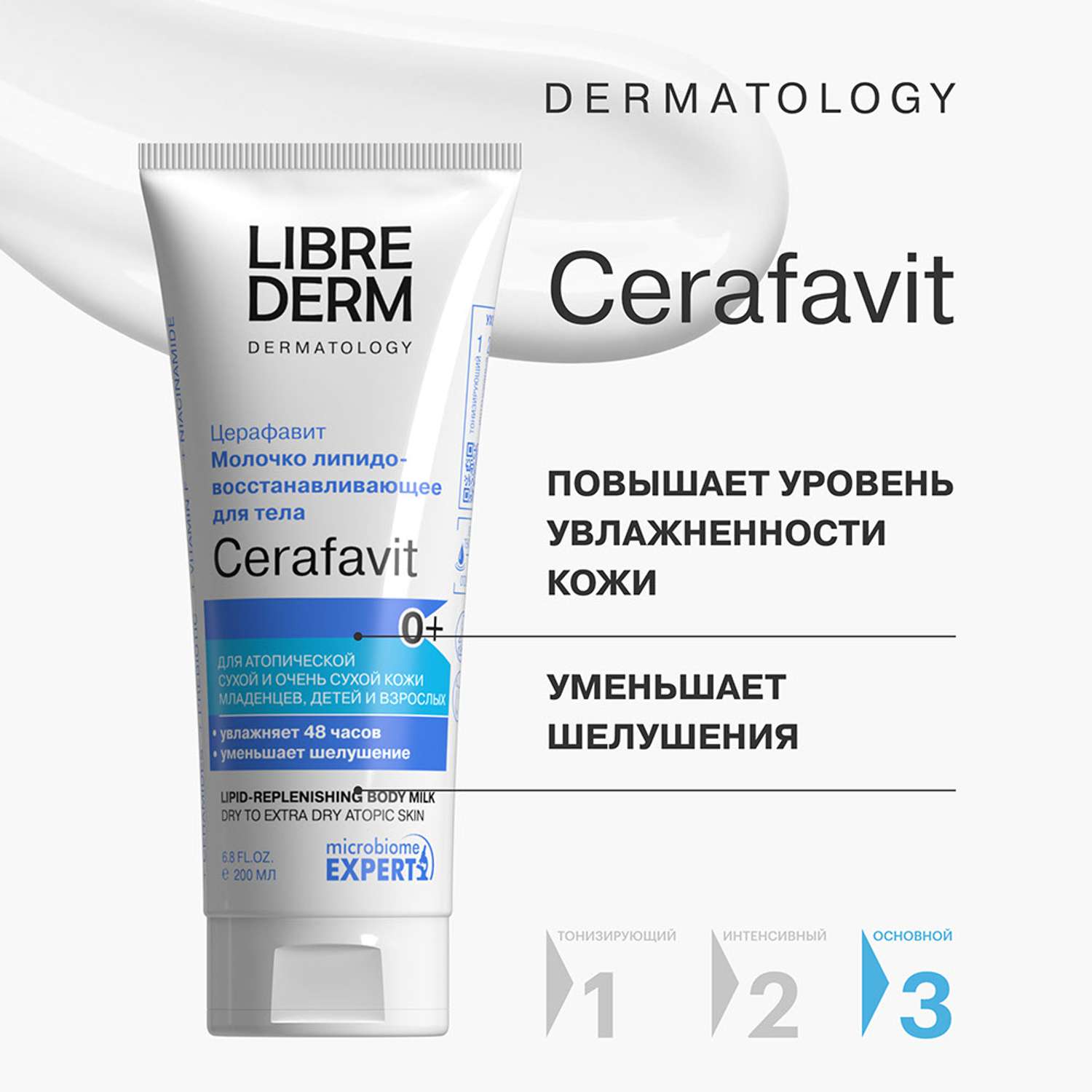 Молочко Librederm CERAFAVIT для сухой и очень сухой кожи с церамидами и пребиотиком 200 мл - фото 3