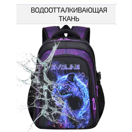 Рюкзак школьный Evoline Черный кошка в синеве BEVO-155-CAT-2