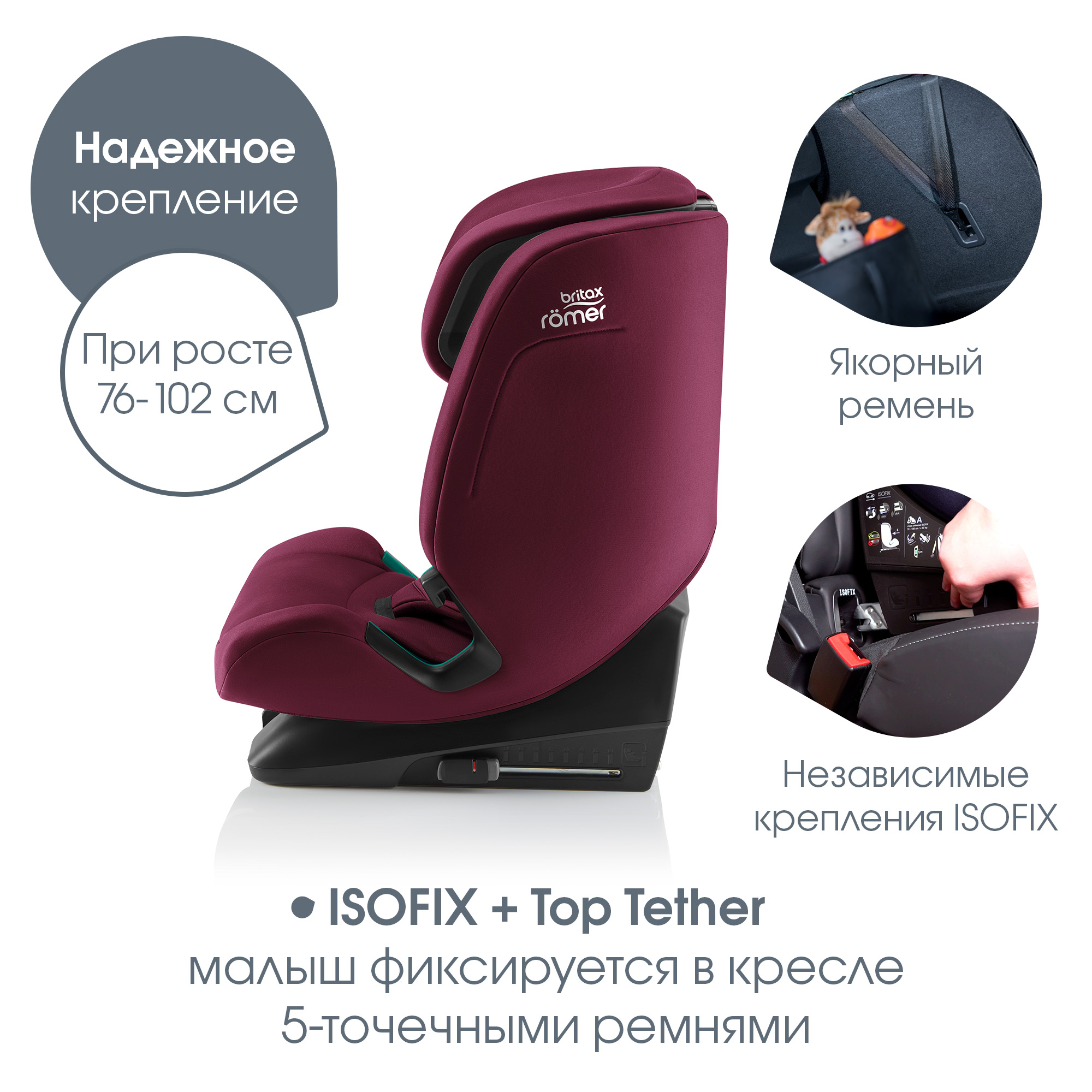 Детское автокресло Britax Roemer Evolvafix Burgundy Red - фото 6