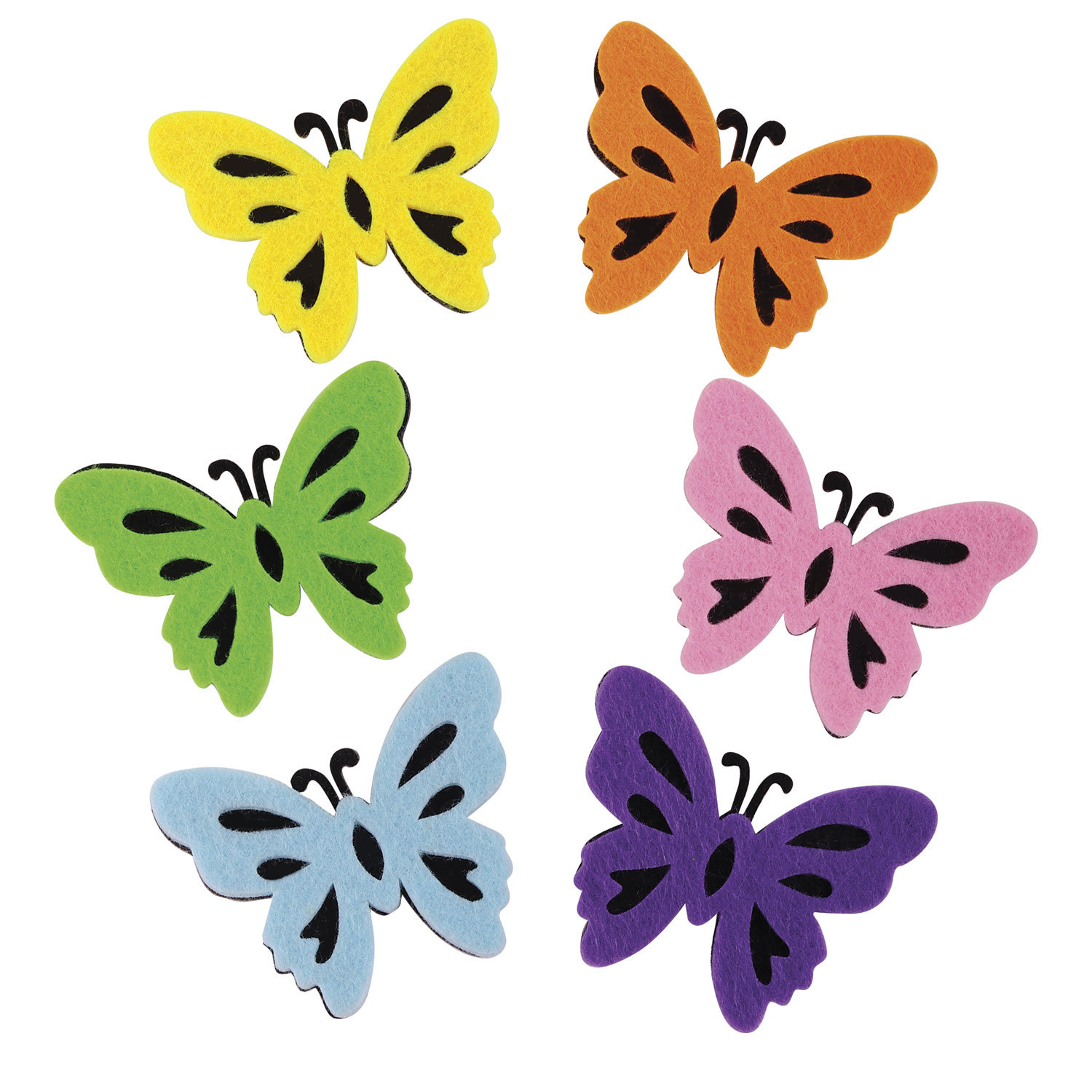 Наклейки Остров Сокровищ из фетра для творчества и декорирования одежды Бабочки двухцветные 6 штук - фото 3