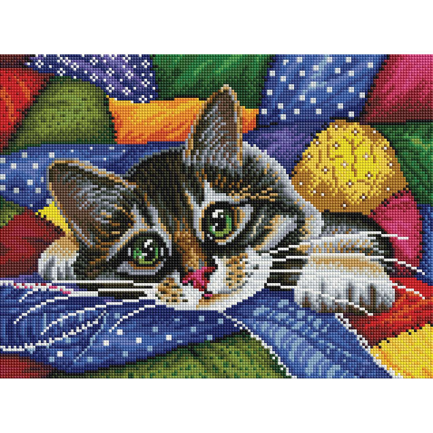 Мозаика Белоснежка Котик в лоскутках на подрамнике 246-ST-S - фото 1