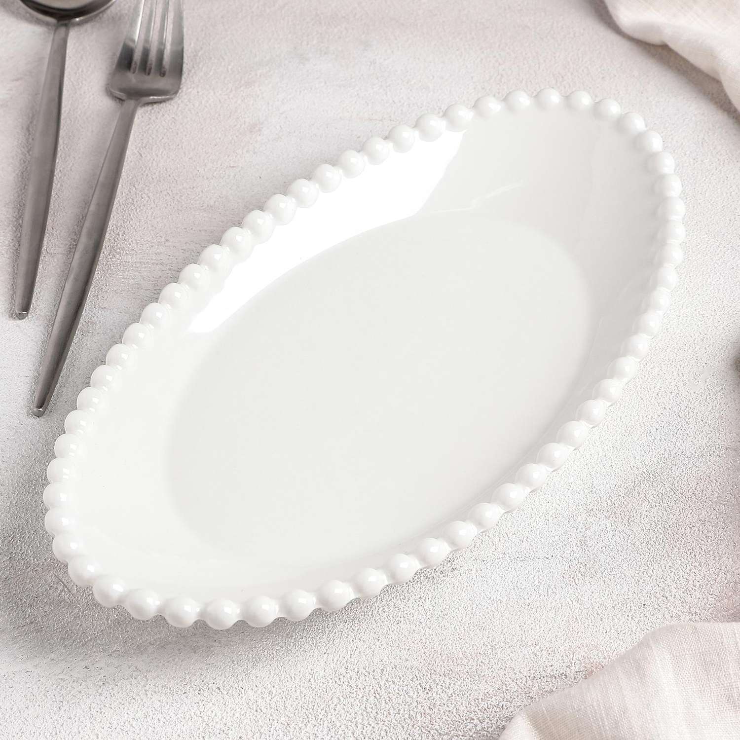 Блюдо керамическое Sima-Land овальное «Классика» 27 5×14×4 см цвет белый - фото 2