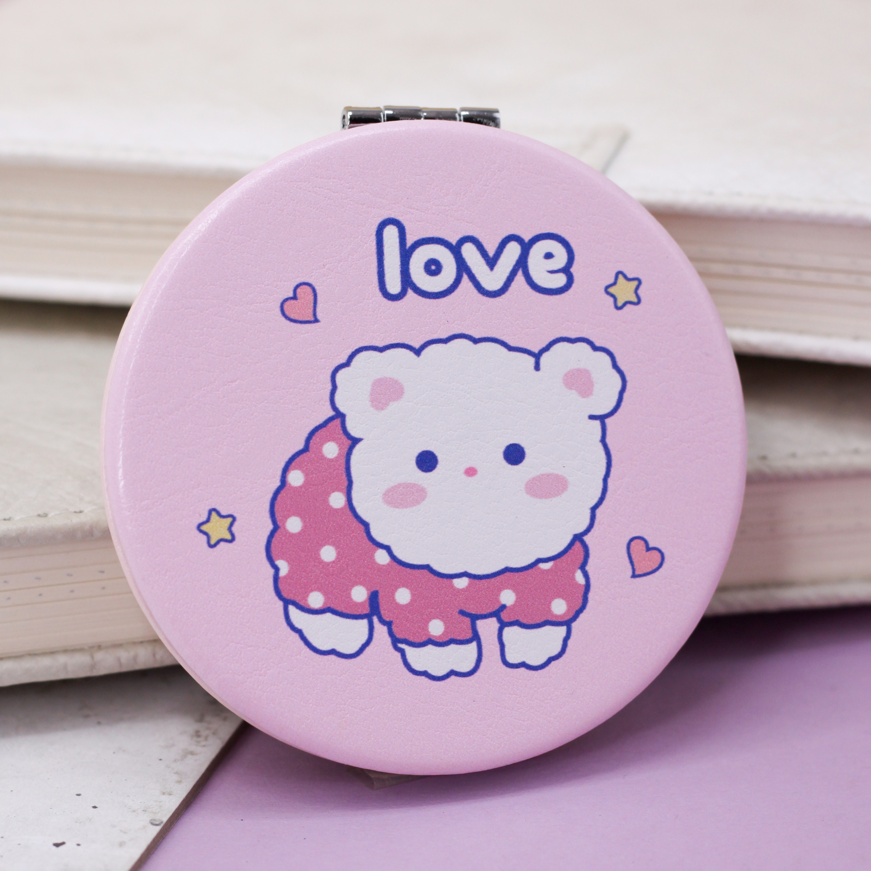 Зеркало карманное iLikeGift Cute love pink с увеличением - фото 1