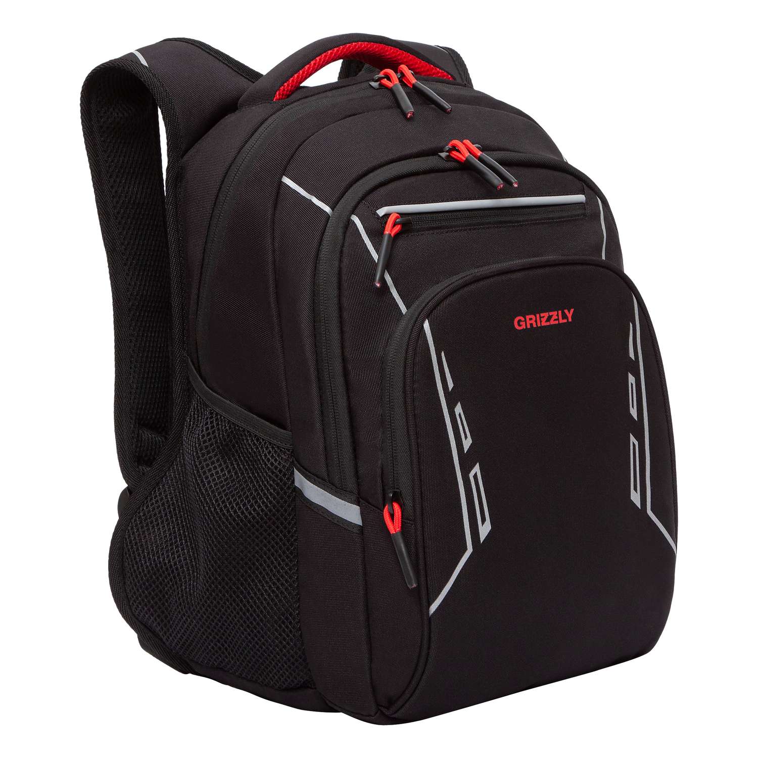 Рюкзак школьный Grizzly Черный-Красный RB-250-4/1 - фото 1