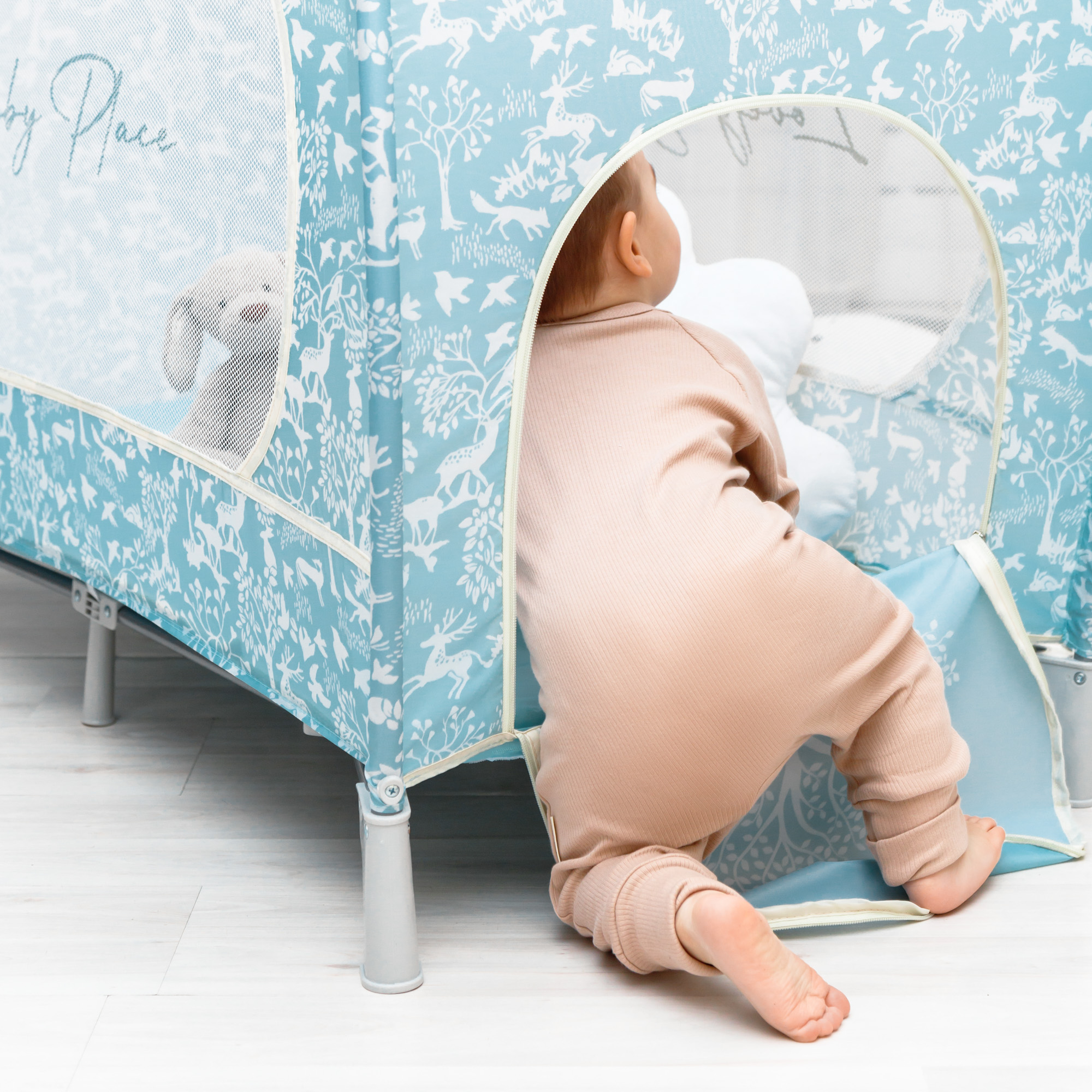 Манеж-кровать AmaroBaby HAPPY PLACE Forest прямоугольный голубой AMARO-26HPF/19 - фото 17