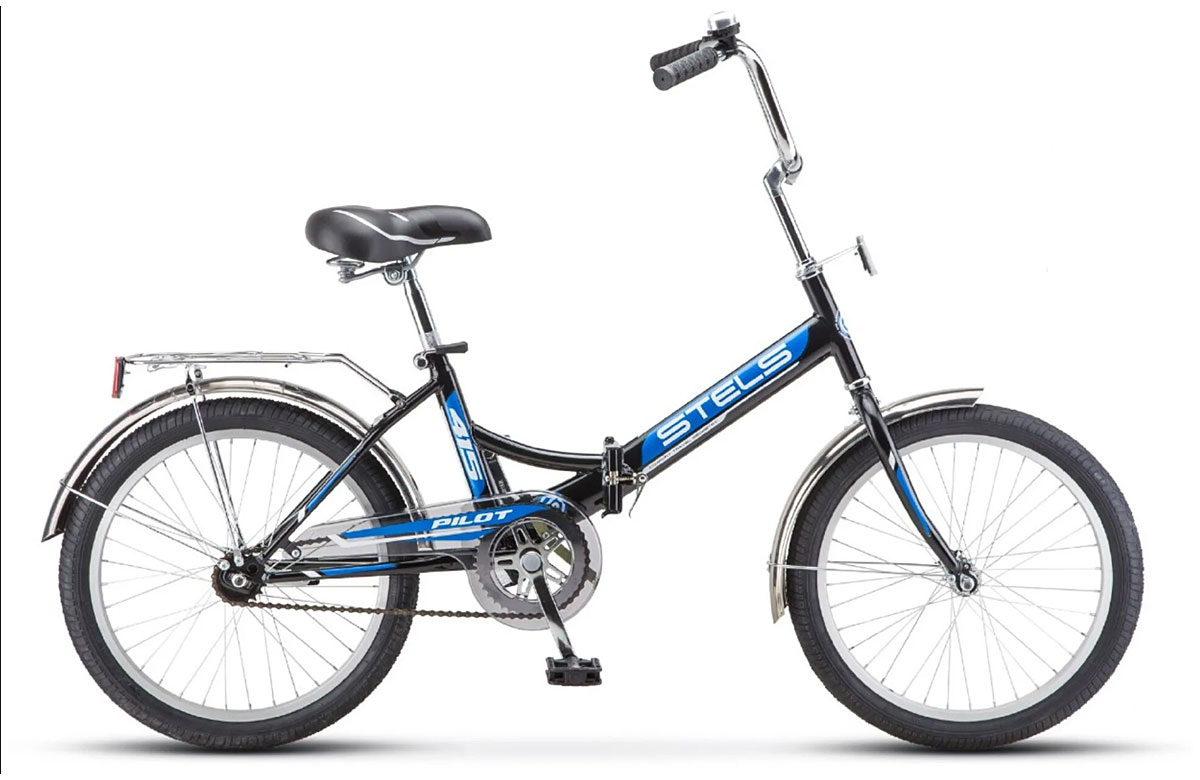 Велосипед STELS Pilot-415 20 Z010 13.5 чёрный/синий складной - фото 1