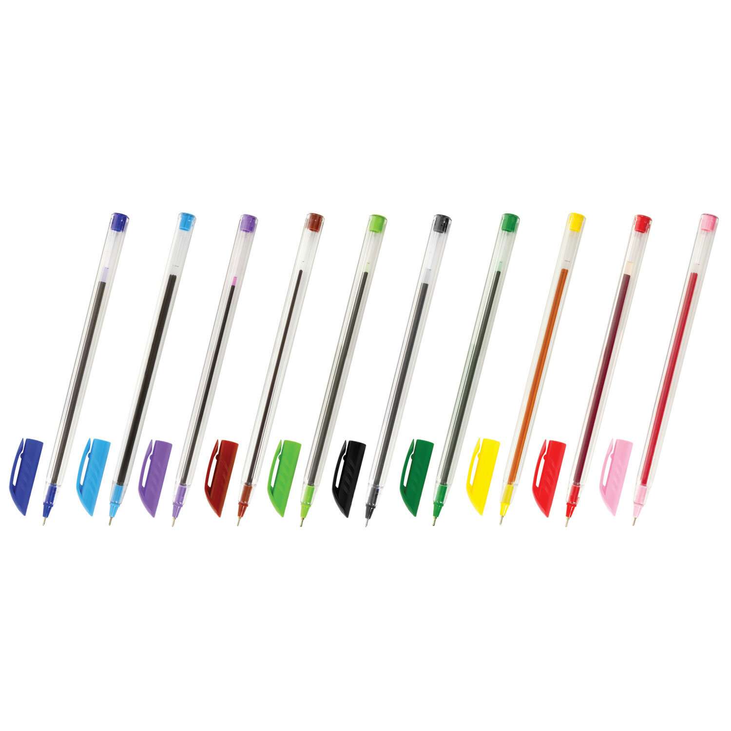 Ручки шариковые Юнландия цветные масляные набор 10 штук тонкие для школы - фото 2