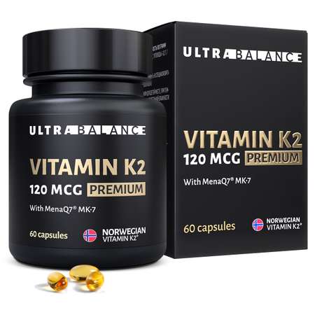 Витамин моно К2 МК-7 комплекс UltraBalance Vitamin mono k2 mk7 120 mcg Premium 60 капсул