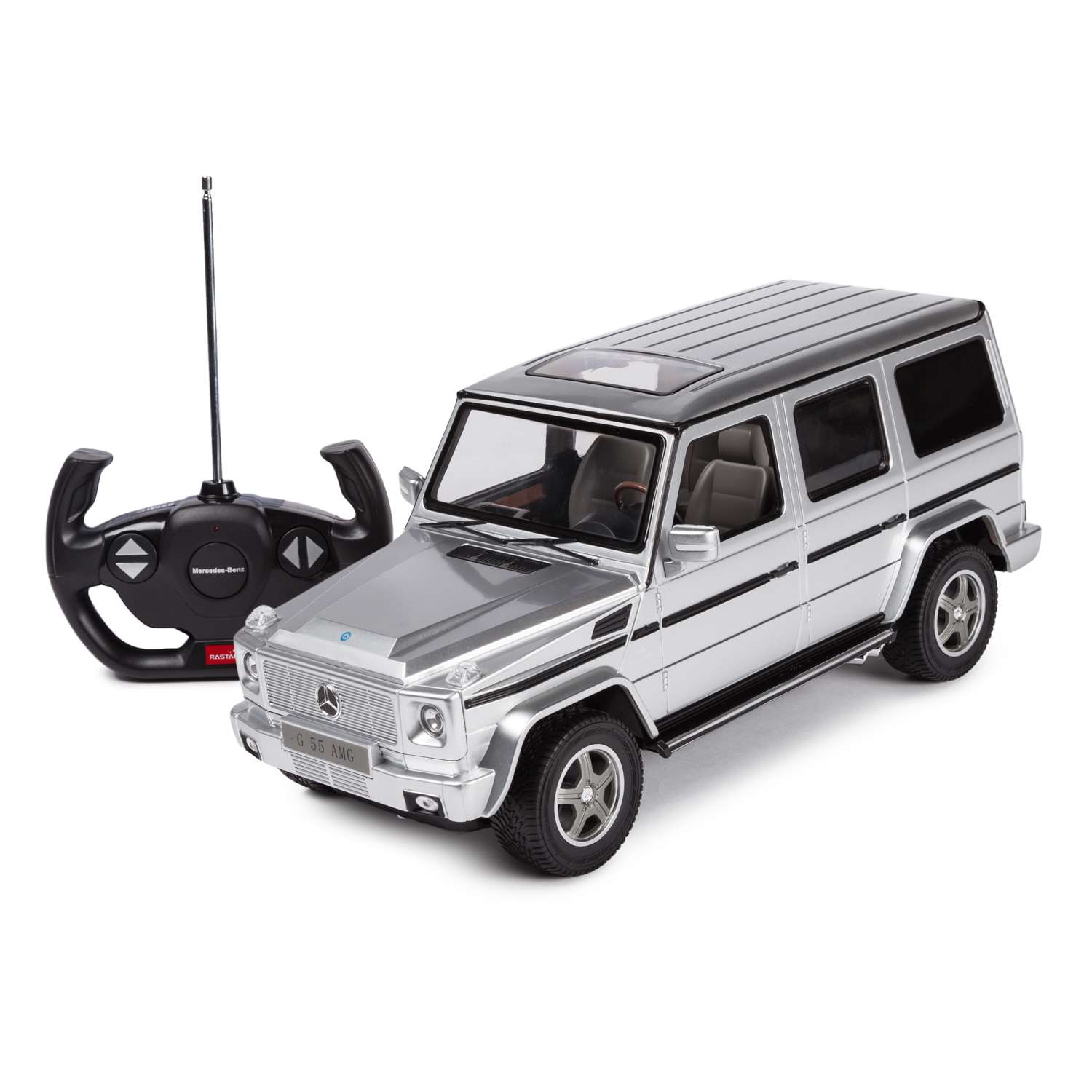 Машинка радиоуправляемая Rastar Mercedes-Benz G55 1:14 серебряная - фото 1