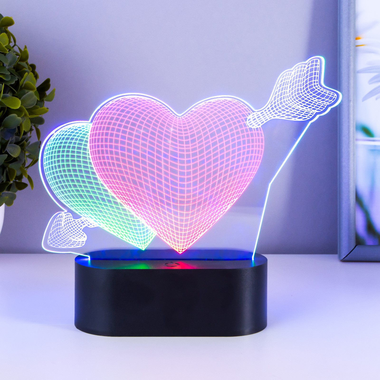 Светильник сенсорный Luazon «2 сердца» LED USB 90см от батареек 3xАА - фото 1