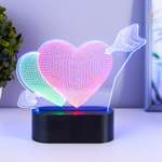 Светильник сенсорный Luazon «2 сердца» LED USB 90см от батареек 3xАА