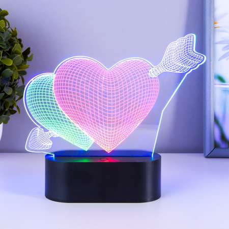 Светильник сенсорный Luazon «2 сердца» LED USB 90см от батареек 3xАА