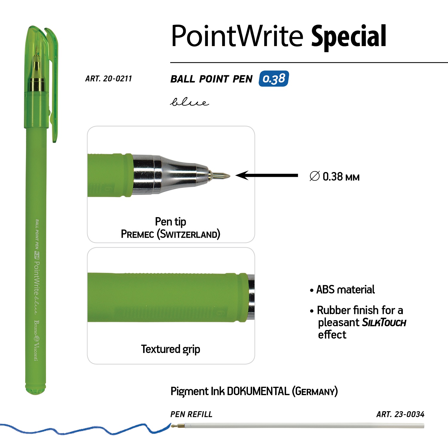 Набор из 5-ти шариковых ручек Bruno Visconti PointWrite Special синие - фото 5