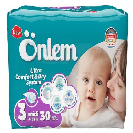 Подгузники Onlem Ultra Comfort Dry System для детей 3 4-9 кг 30 шт