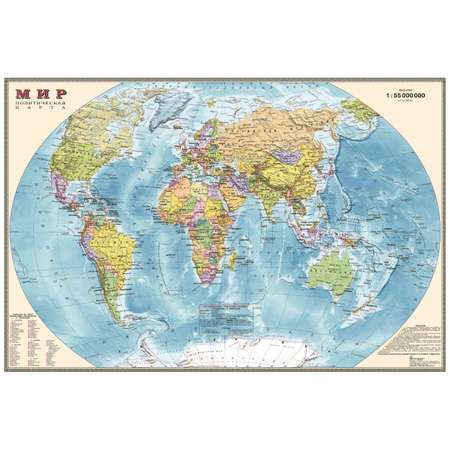 Политическая карта мира Ди Эм Би настольная двухсторонняя 1:55М капсулированная