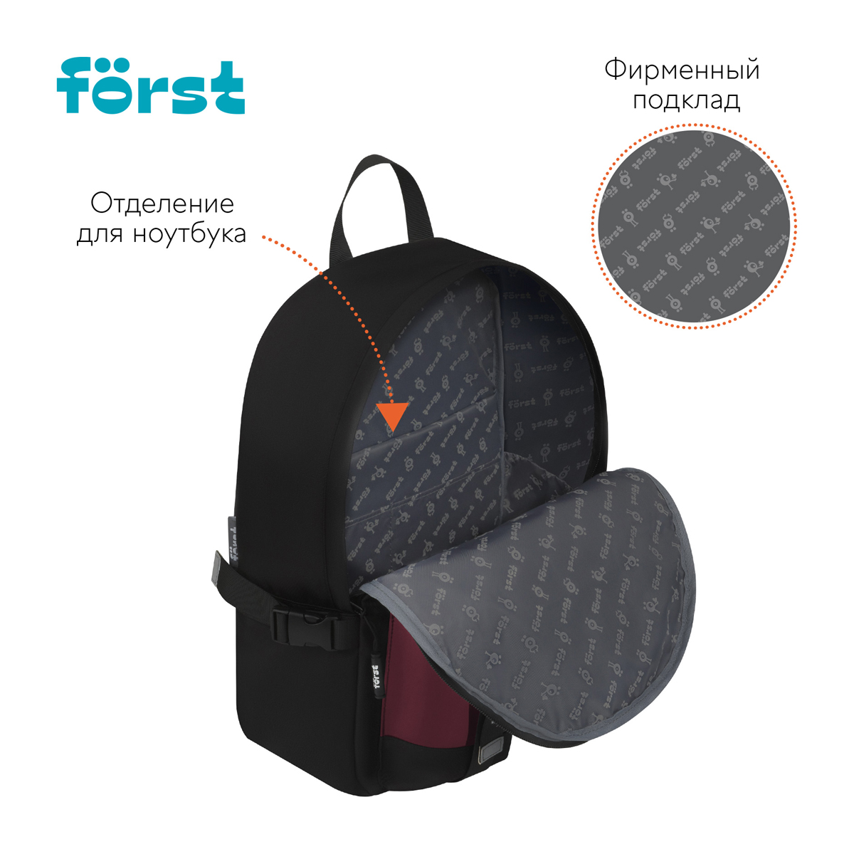 Рюкзак Forst F-Teens World 40*28*15см 1 отделение 7 карманов уплотненная спинка - фото 7