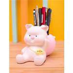 Подставка для канцелярии iLikeGift Luck pig pink