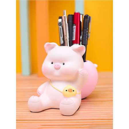 Подставка для канцелярии iLikeGift Luck pig pink