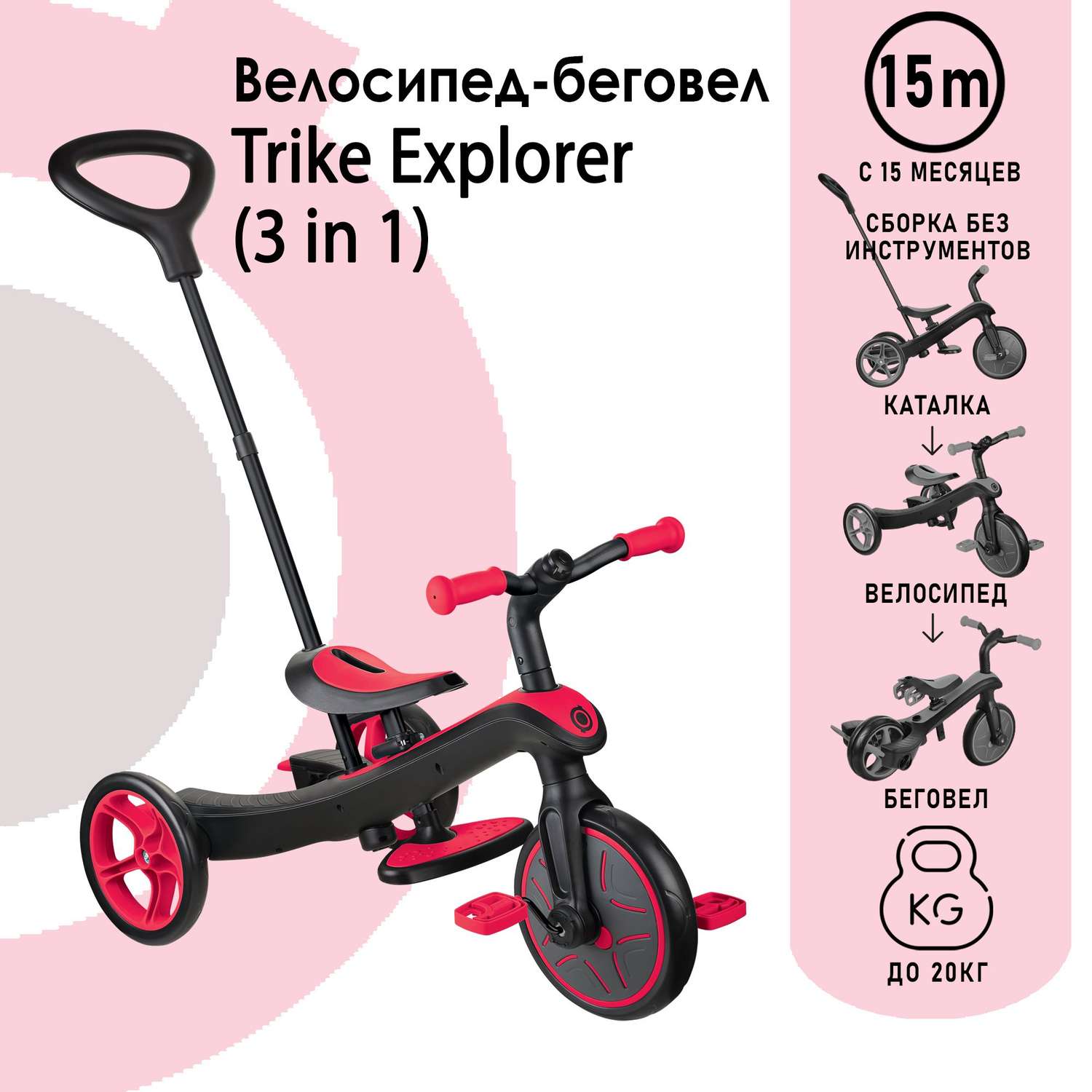 Велосипеды Globber 3-х колесные TRIKE EXPLORER 3 in 1 - фото 1