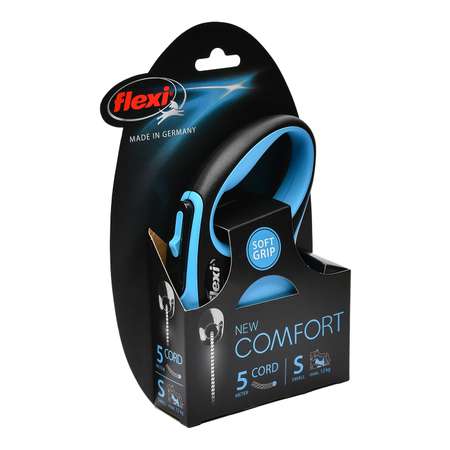 Рулетка Flexi New Comfort S трос 5м до 12кг Черный-Синий